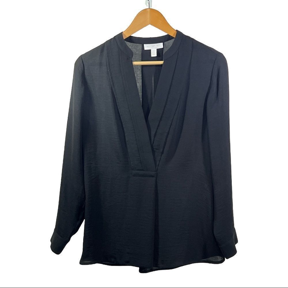 WHITE LABEL THE WHITE COMPANY Women’s Long Sleeve Pullover Blouse Black Size 6